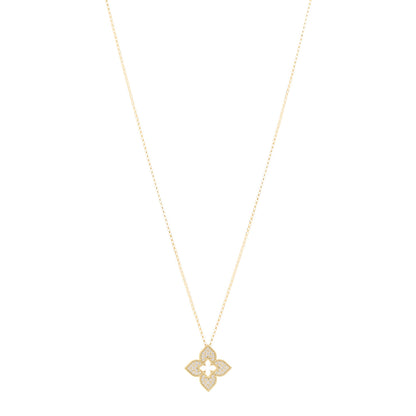 Roberto Coin 18K Yellow Gold Diamond Medium Venetian Princess Flower Pave Pendant Necklace 1 of 4