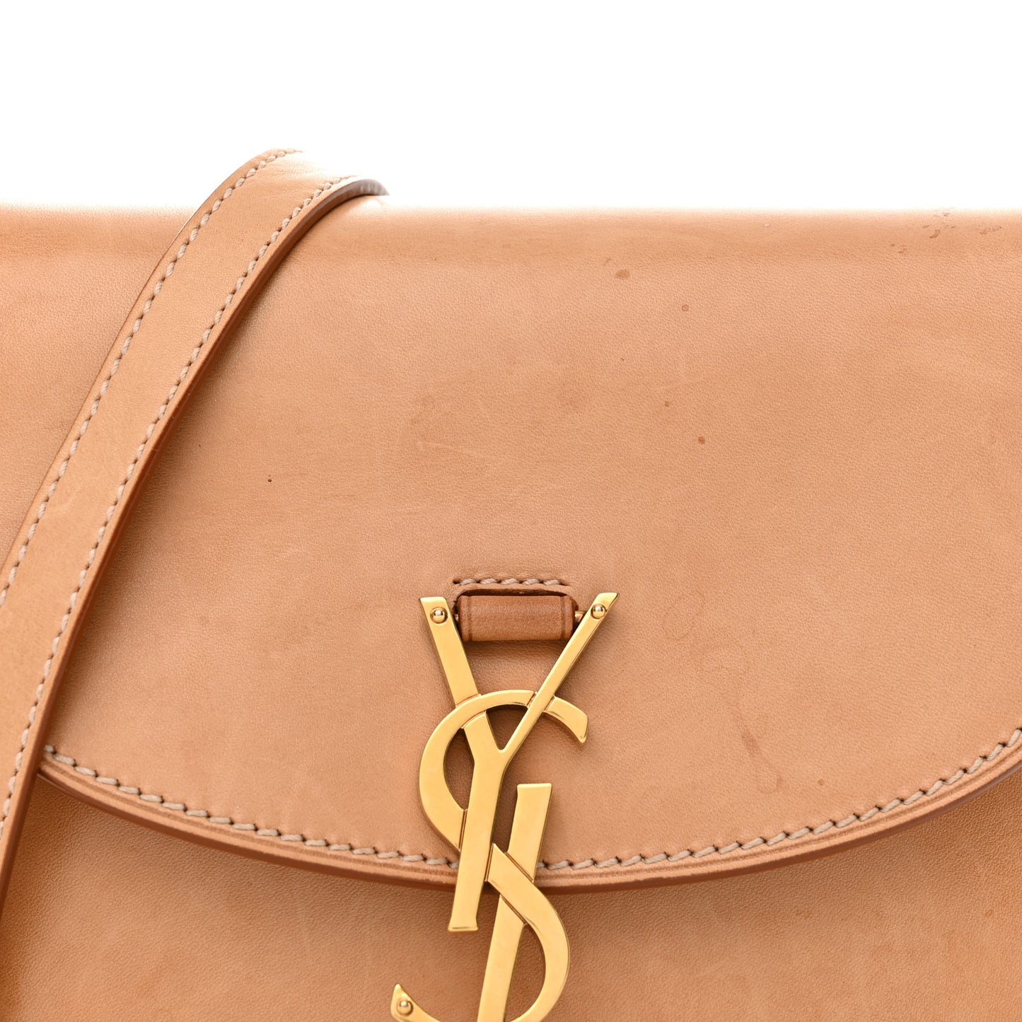 Smooth Vintage Calfskin Small Kaia Satchel Brown Gold