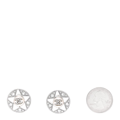 Chanel Pearl Crystal Star CC Round Earrings Gold 2 of 5