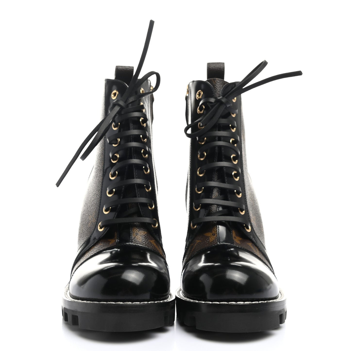 Patent Calfskin Monogram Star Trail Ankle Boots 41 Black