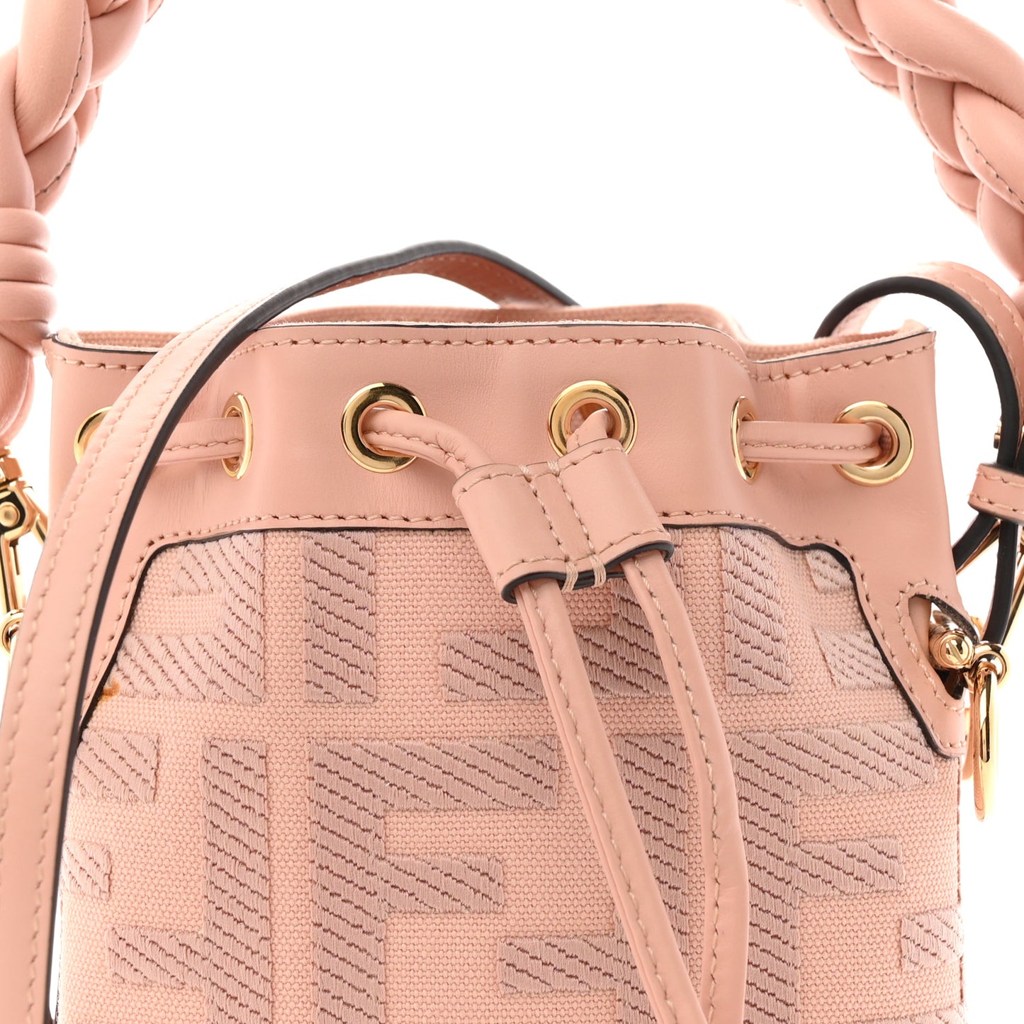 Canvas Nappa F is Fendi FF Embroidered Mini Mon Tresor Bucket Bag Baby Pink