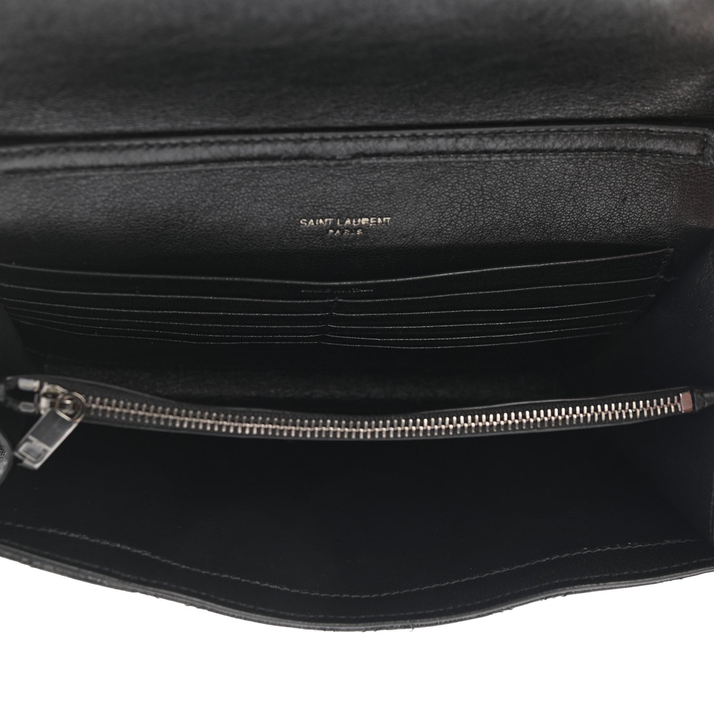 Lambskin Diamond Quilted Becky Chain Wallet Black