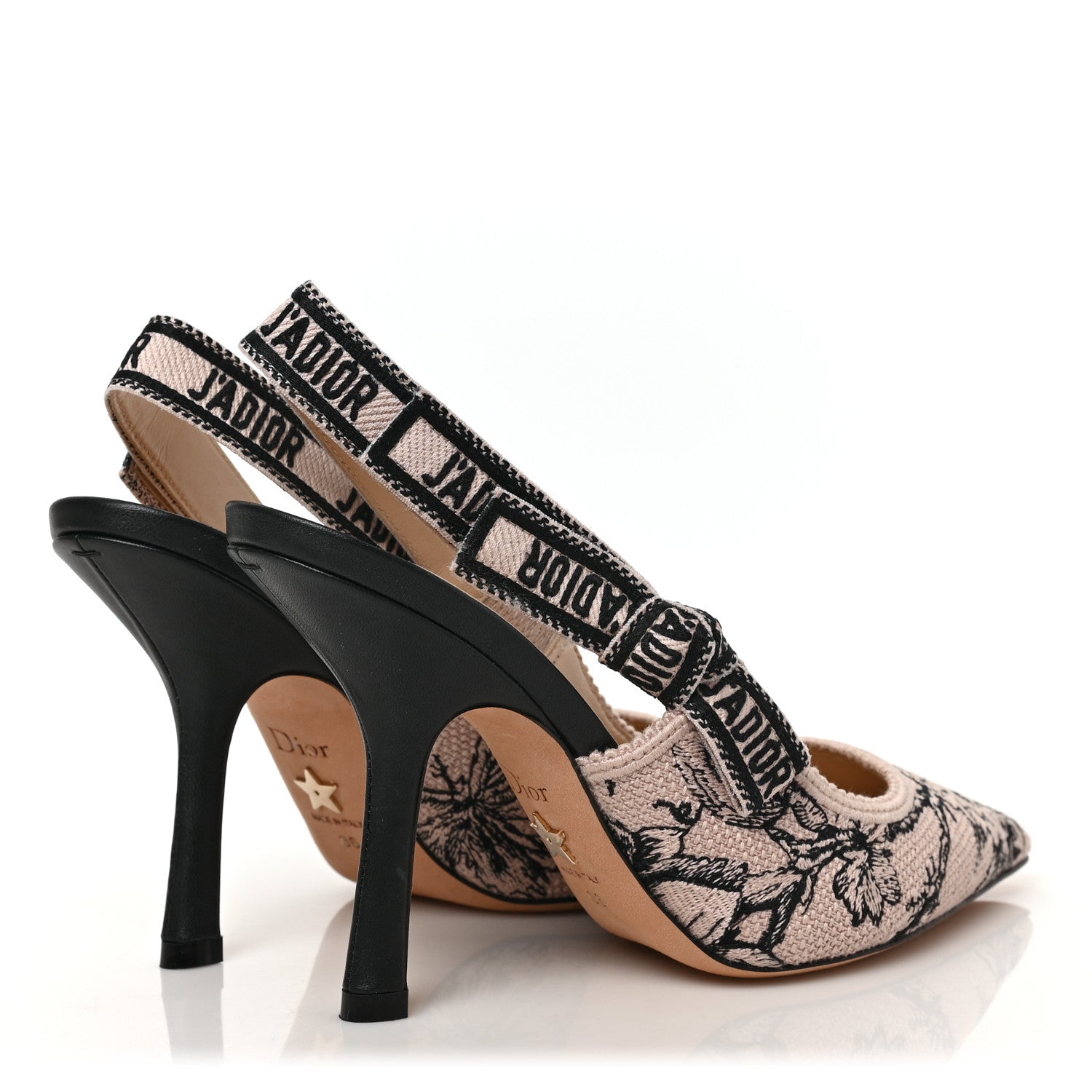 Christian Dior Canvas Jardin Botanique Embroidered J'Adoir Slingback 100mm Pumps 36 Black Nude 4 of 9