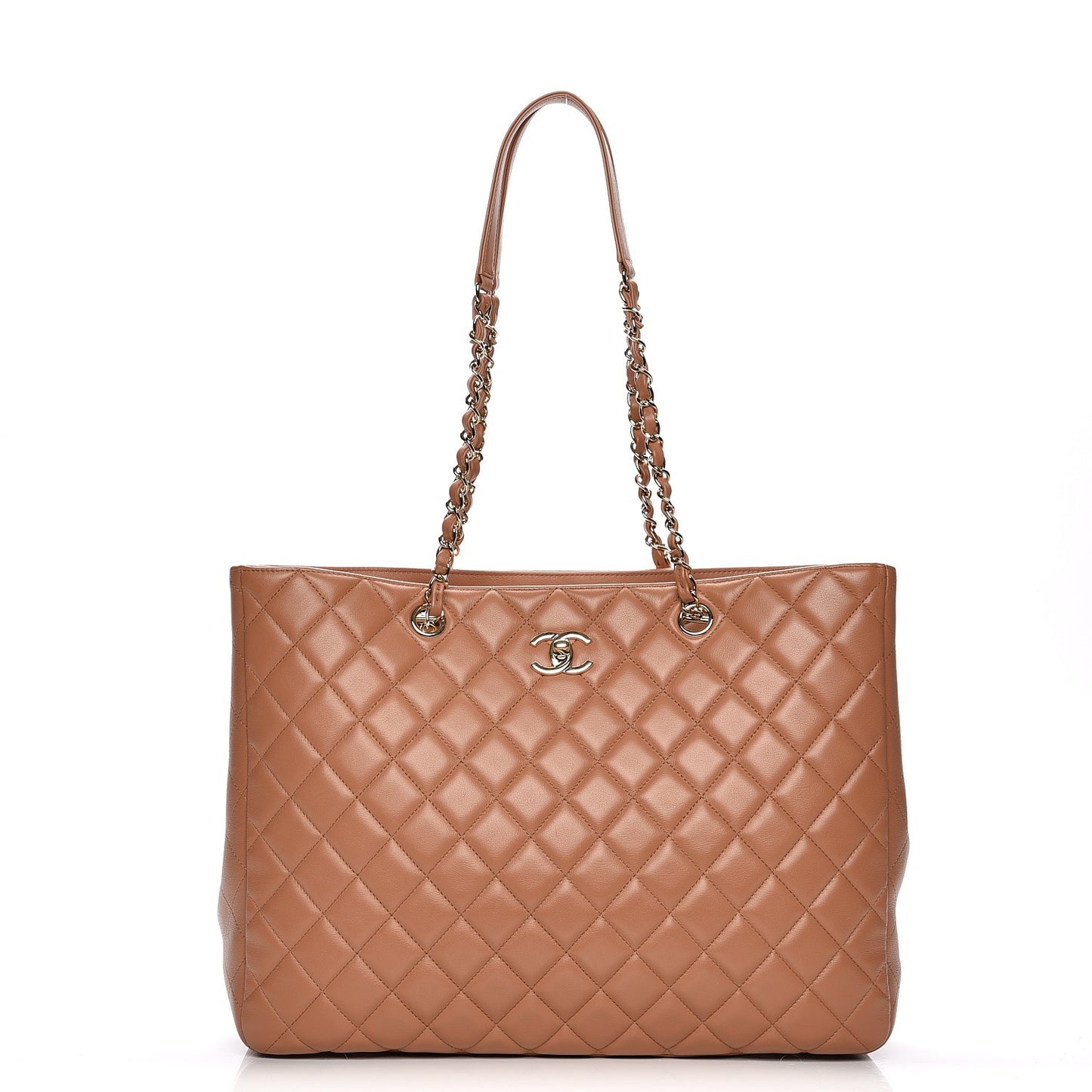 Calfskin Quilted Timeless Tote Beige