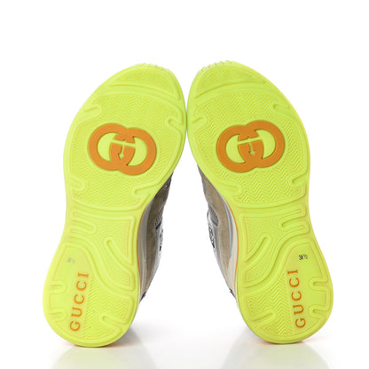 Gucci Metallic Calfskin Suede Womens Ultrapace Sneakers 38.5 Silver Oatmeal 7 of 7