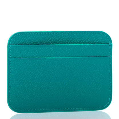 Balenciaga Grained Calfskin Logo Cash Rounded Card Holder Dark Turquoise White 3 of 8