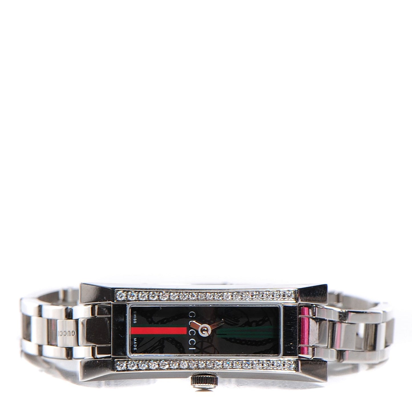 Stainless Steel Diamond 14mm G-Frame Quartz Watch Black