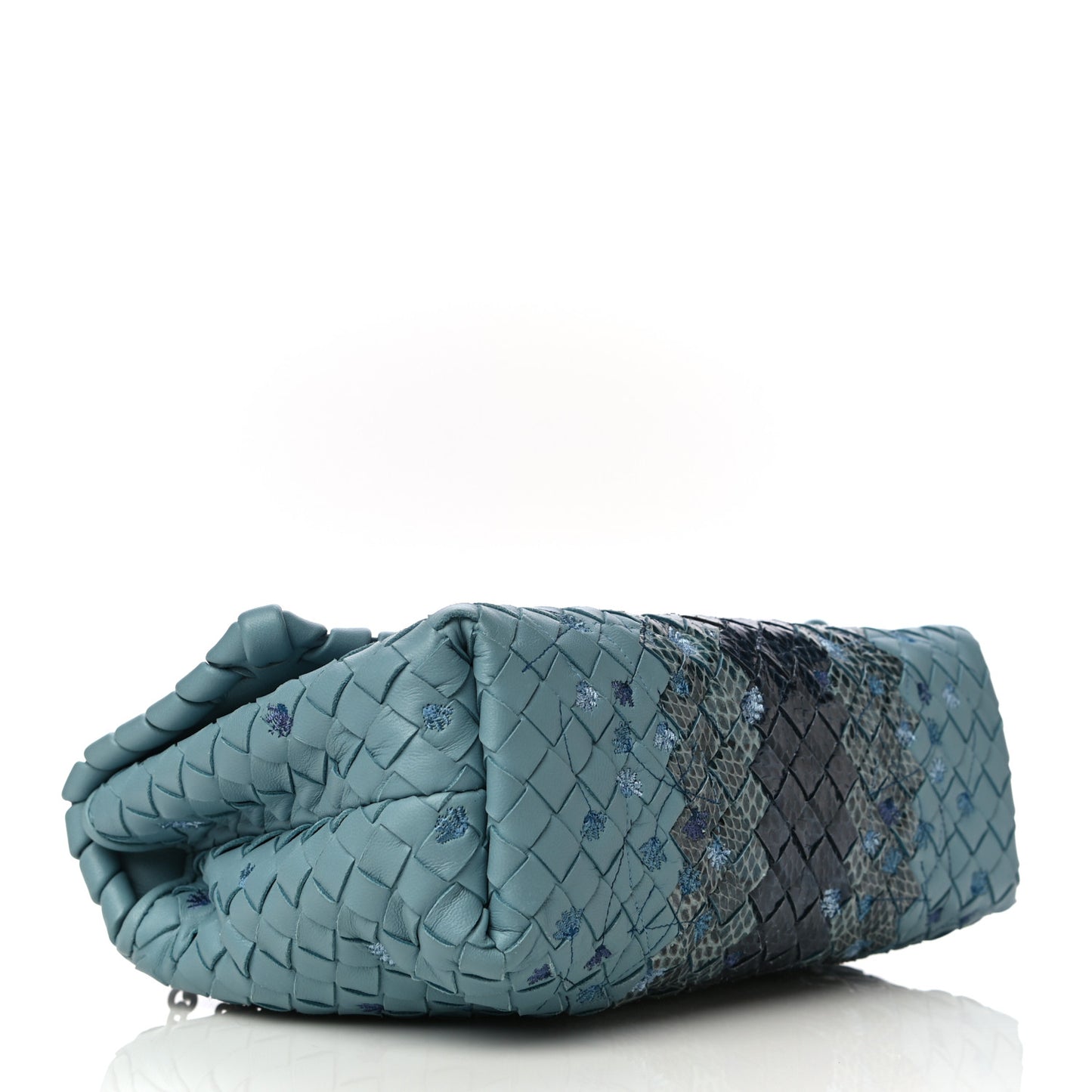 Nappa Ayers Embroidered Intrecciato Baby Olimpia Shoulder Bag Blue