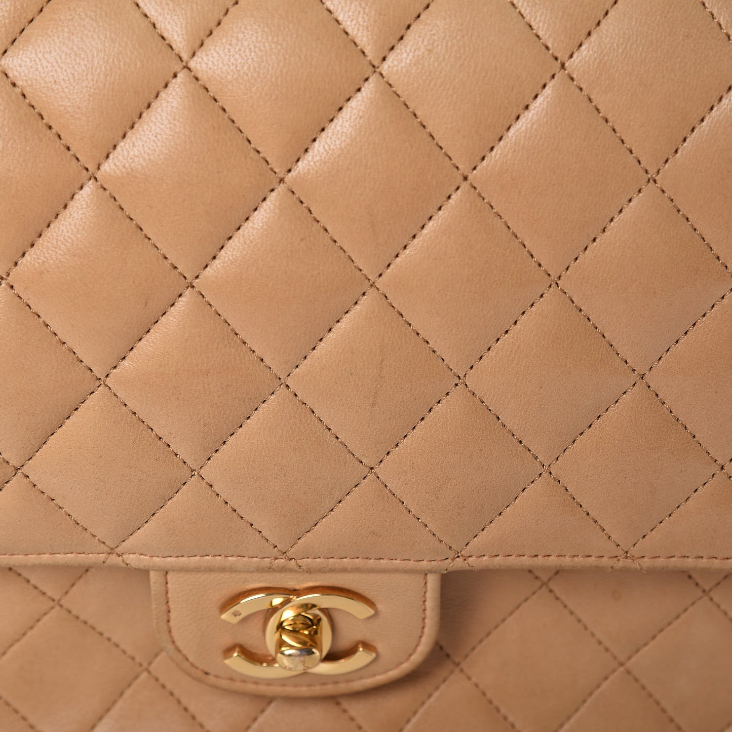 Lambskin Quilted Medium Bijoux Chain Double Flap Beige
