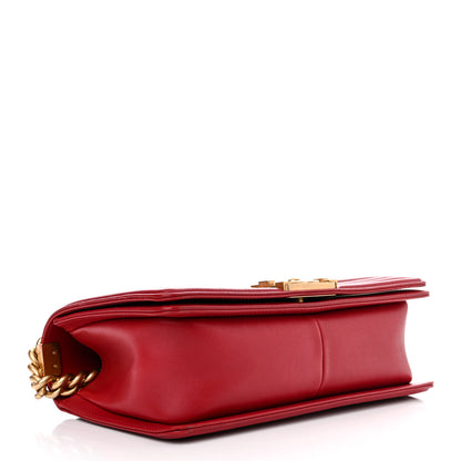 Chanel Calfskin Medium Boy Logo Top Handle Flap Red 4 of 15