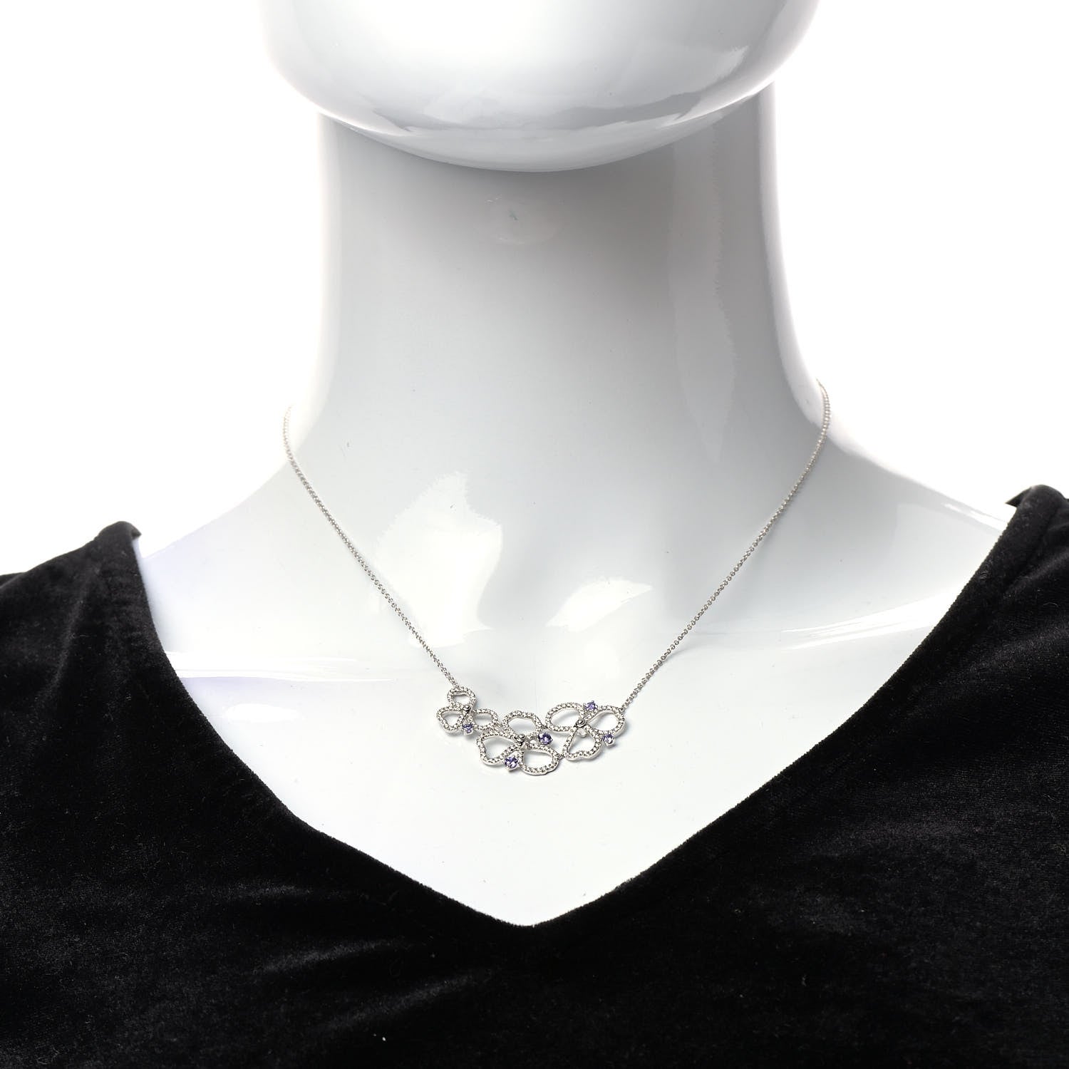 Tiffany Platinum Diamond Tanzanite Paper Flowers Open Cluster Pendant Necklace 2 of 6