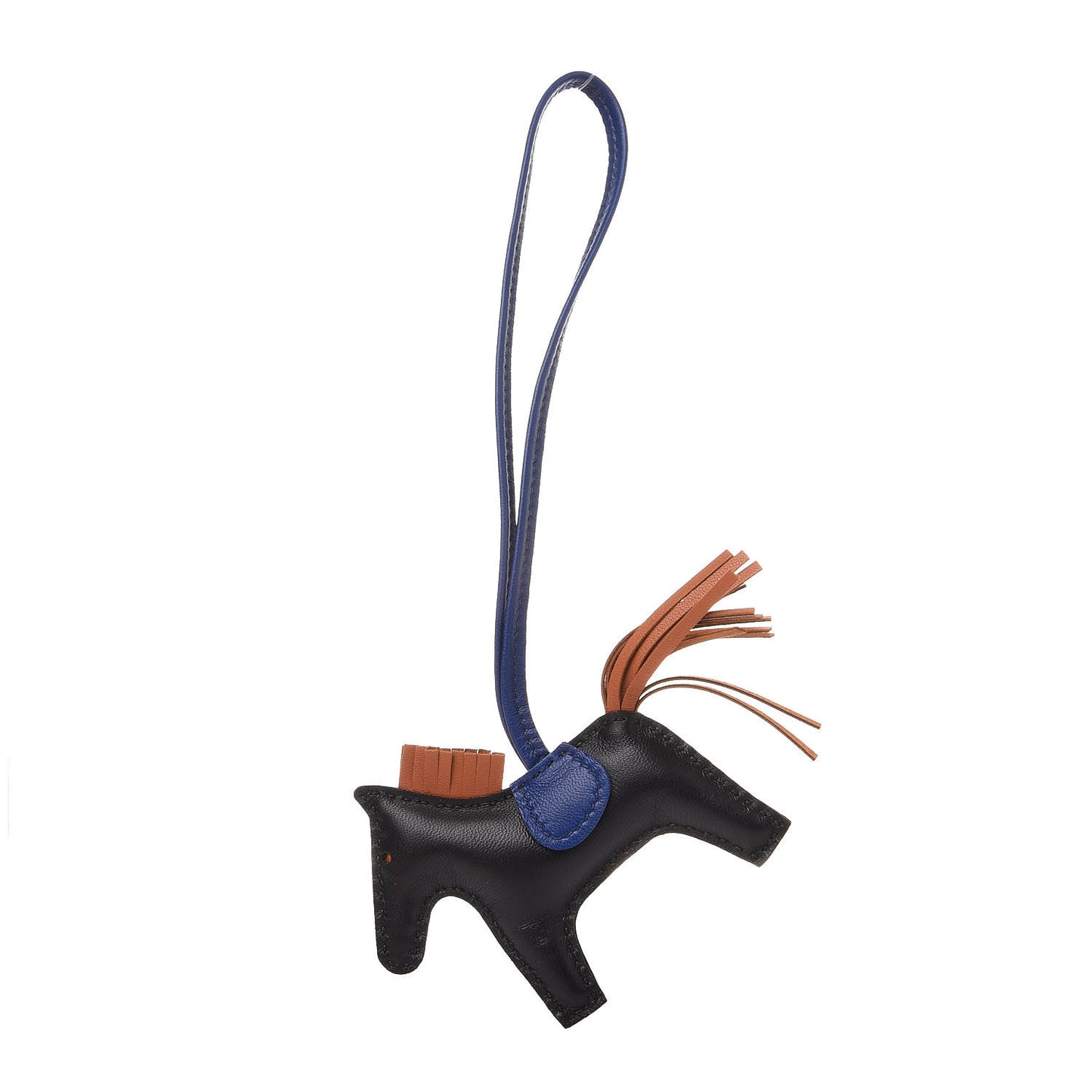 Milo Lambskin Grigri Rodeo Horse Bag Charm PM Black Bleu Saphir Gold
