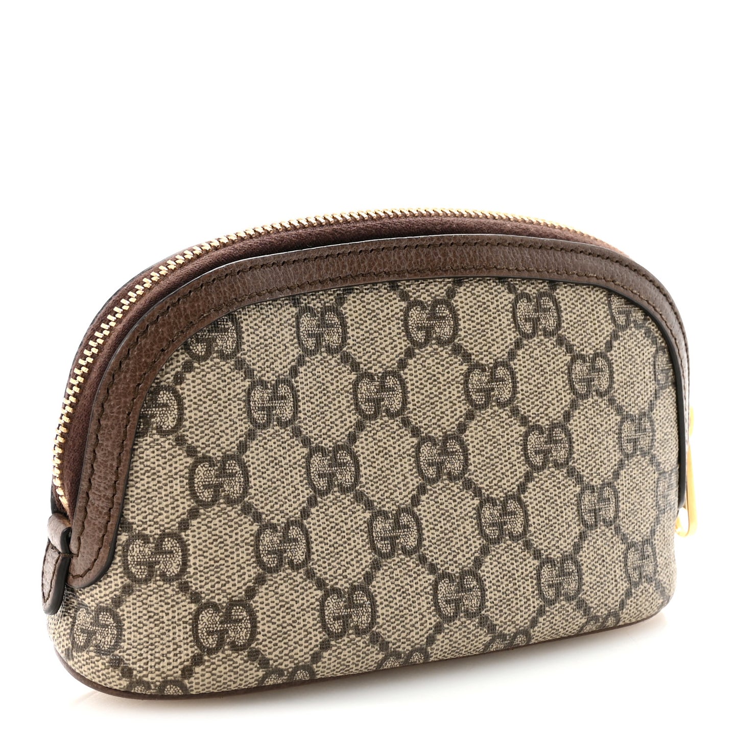 GG Supreme Monogram Textured Calfskin Web Medium Ophidia Cosmetic Case Beige Ebony New Acero