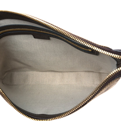 Gucci Monogram Jumbo GG Textured Dollar Calfskin Web Wristlet Messenger Bag Camel Ebony New Acero 5 of 8