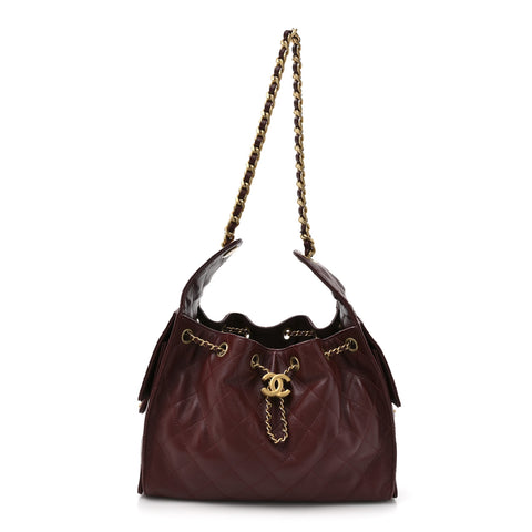 Caviar Quilted Small Chanel 25 Handbag Burgundy