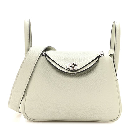 Hermes Taurillon Clemence Mini Lindy 20 Gris Neve 1 of 11