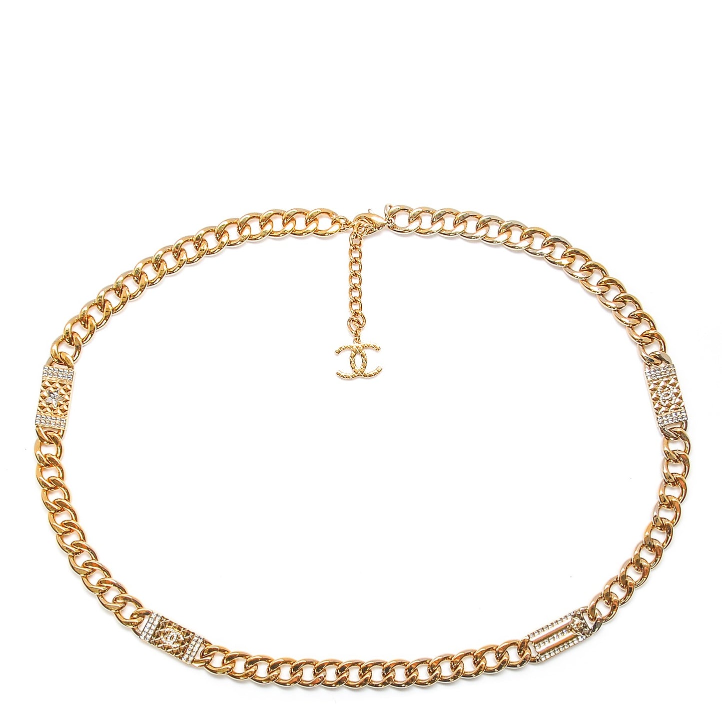 Crystal CC Cuba Chain Belt Gold