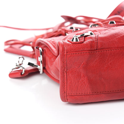 Balenciaga Agneau Classic Silver Hardware Mini City Logo Strap Red Black 7 of 11