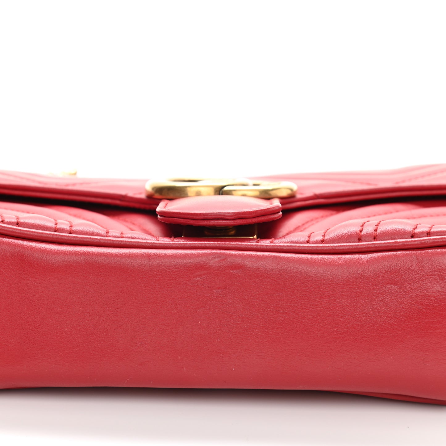 Calfskin Matelasse Mini GG Marmont Shoulder Bag Hibiscus Red