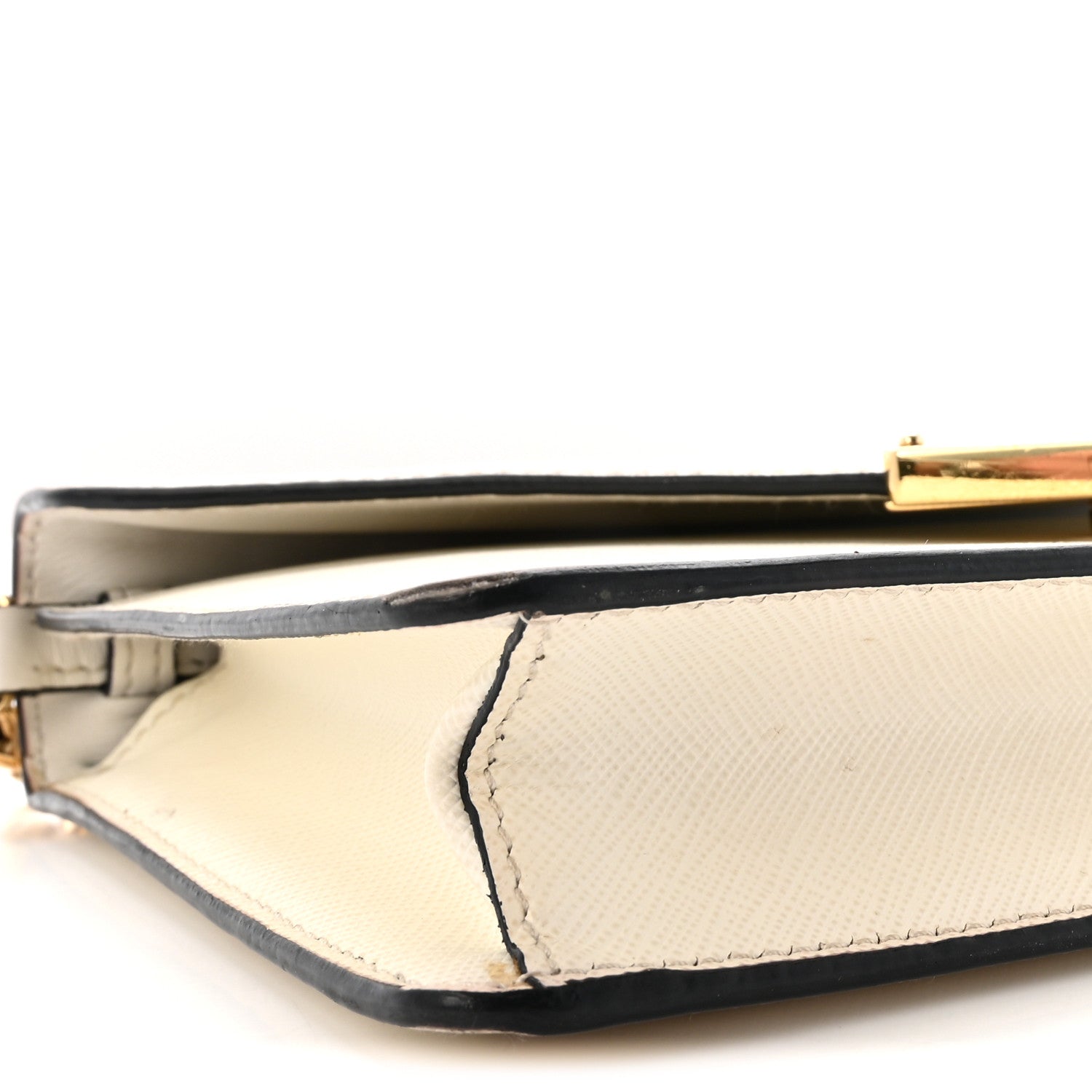 Prada Saffiano Lux Metal Triangle Logo Mini Envelope Chain Shoulder Bag White 8 of 9