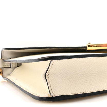 Prada Saffiano Lux Metal Triangle Logo Mini Envelope Chain Shoulder Bag White 8 of 9