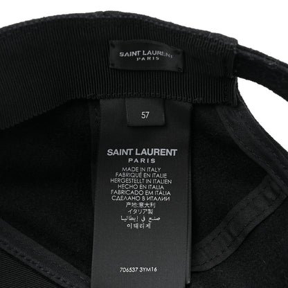 Saint Laurent Wool Felt Monogram Baseball Cap 57 Black 8 of 8