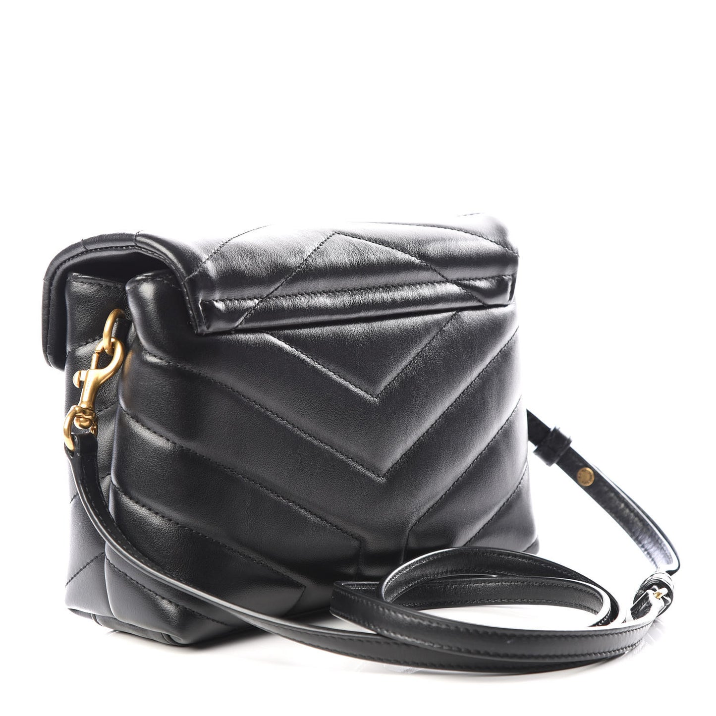 Calfskin Y Quilted Monogram Toy Loulou Crossbody Bag Black