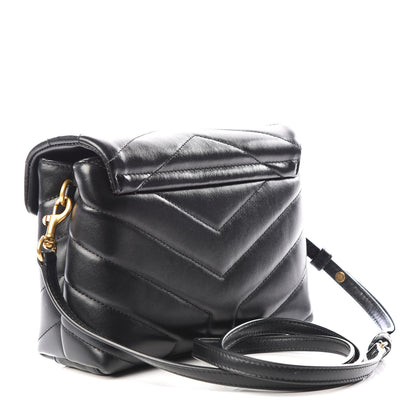 Saint Laurent Calfskin Y Quilted Monogram Toy Loulou Crossbody Bag Black 2 of 9