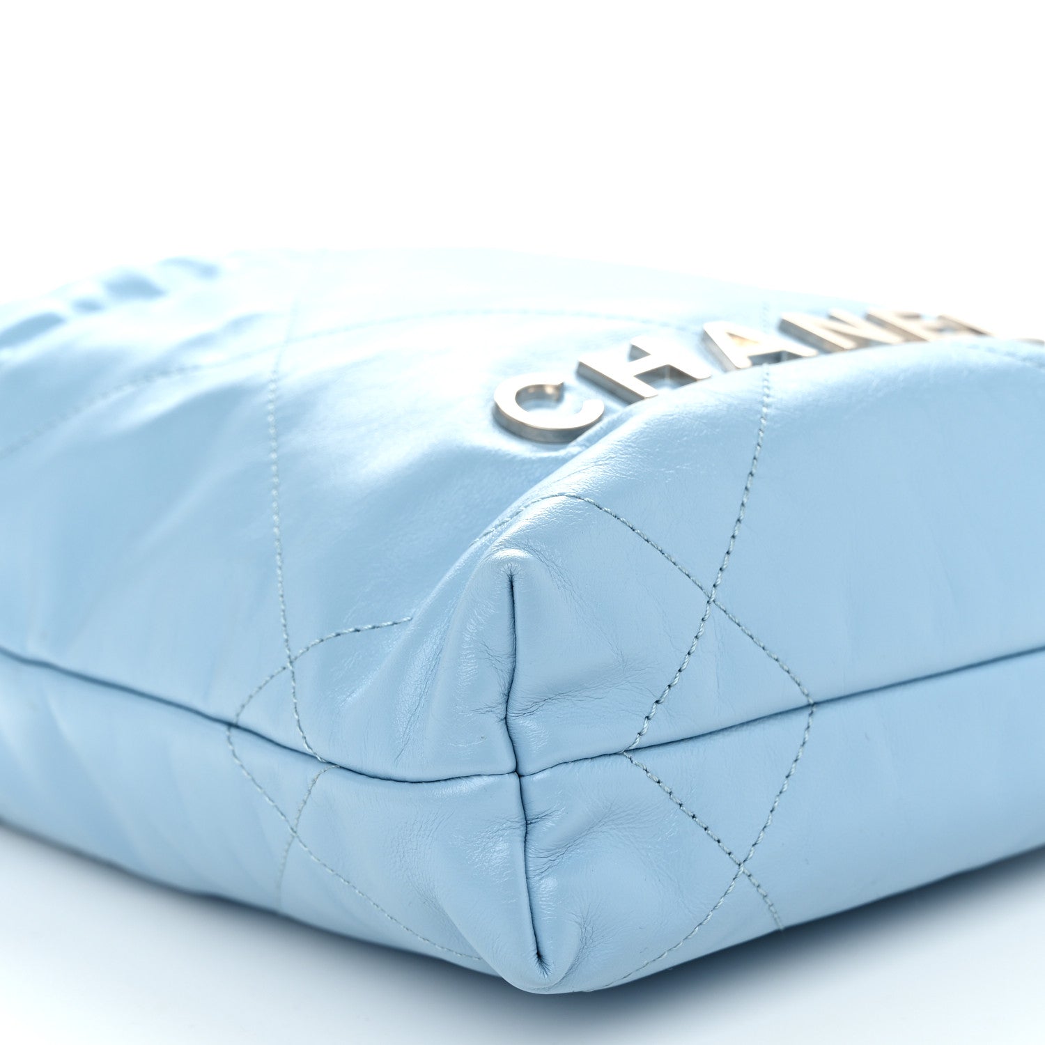 Chanel Shiny Calfskin Quilted Mini Chanel 22 Light Blue 9 of 10