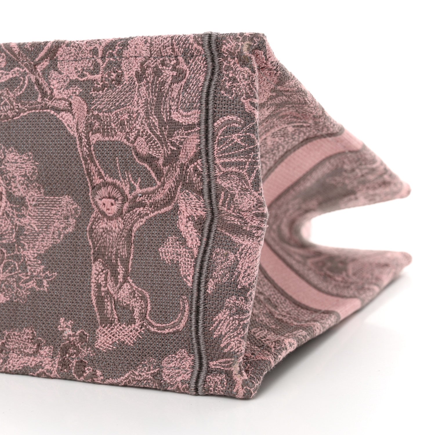 Christian Dior Canvas Embroidered Beverly Hills Medium Dioriviera Toile De Jouy Book Tote Pink Grey 10 of 11