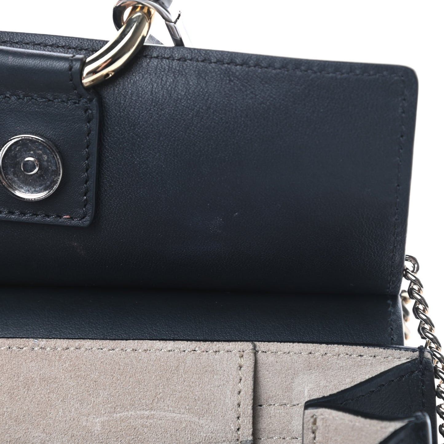 Calfskin Suede Mini Chain Faye Shoulder Bag Black