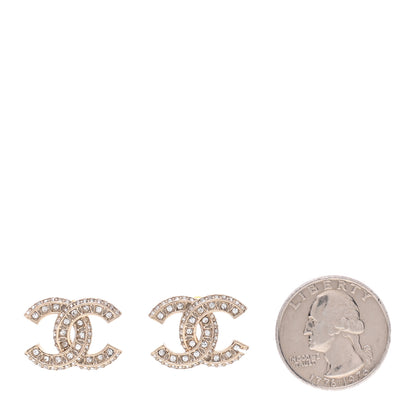Chanel Crystal Timeless CC Earrings Light Gold 2 of 4
