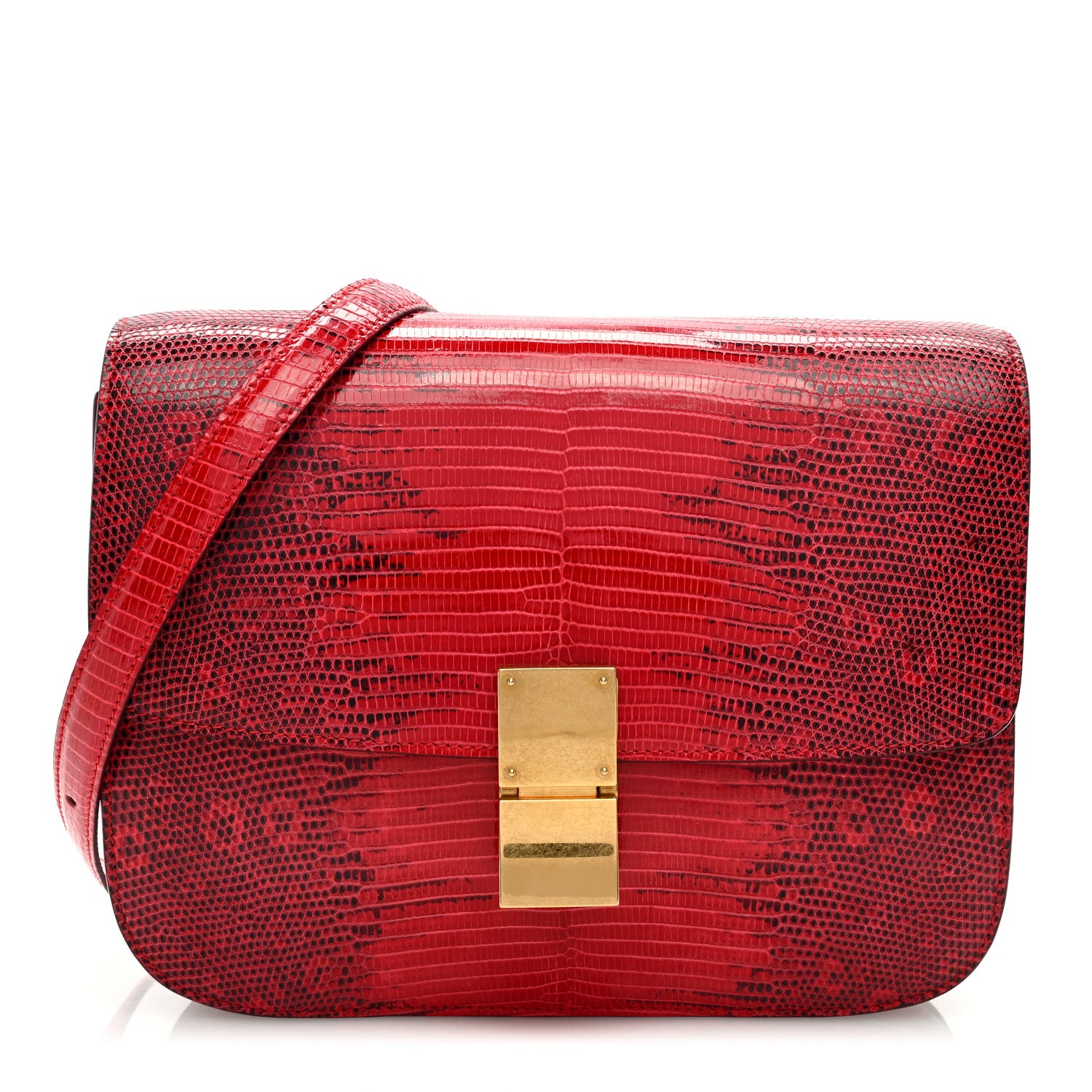 Celine Lizard Medium Classic Box Flap Bag Ruby 1 of 9