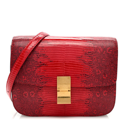Celine Lizard Medium Classic Box Flap Bag Ruby 1 of 9