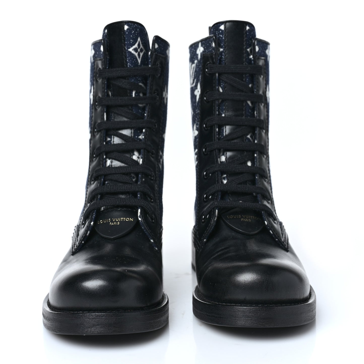Denim Calfskin Metropolis Flat Ranger Boot 39 Navy Blue
