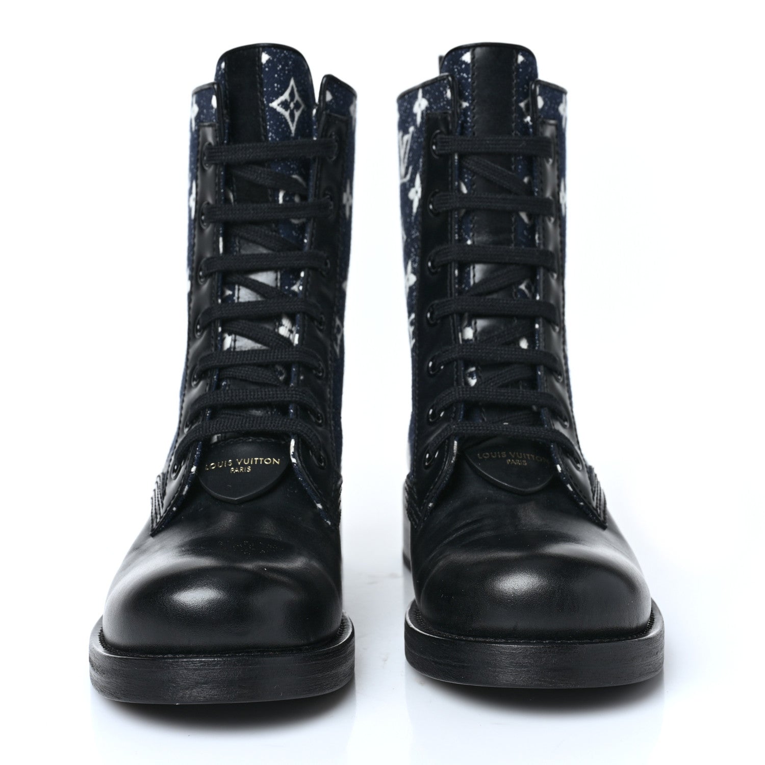 Louis Vuitton Denim Calfskin Metropolis Flat Ranger Boot 39 Navy Blue 2 of 8