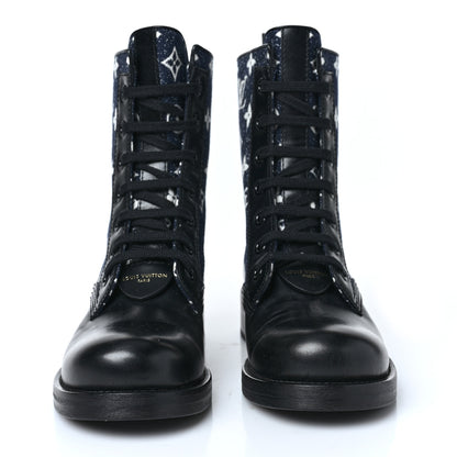 Louis Vuitton Denim Calfskin Metropolis Flat Ranger Boot 39 Navy Blue 2 of 8