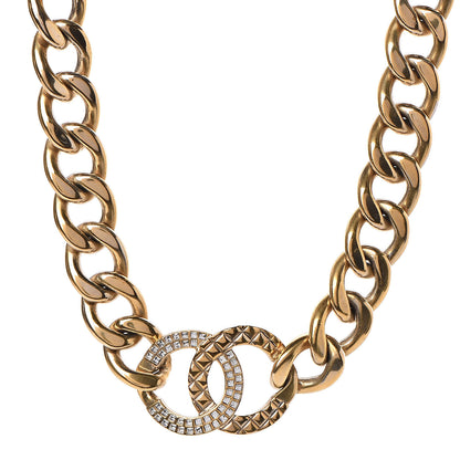 Chanel Crystal Chain Link CC Choker Necklace Gold 1 of 5