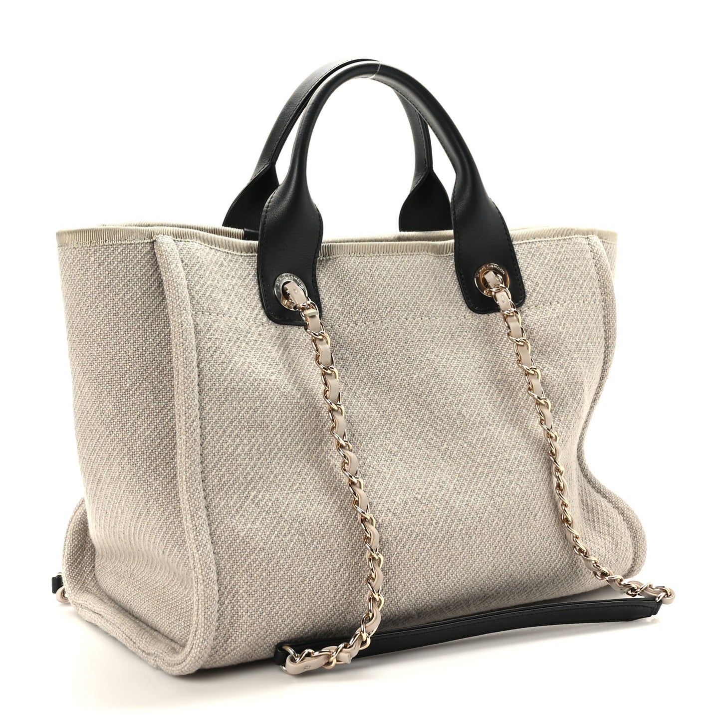 Mixed Fibers Small Deauville Tote Beige Black