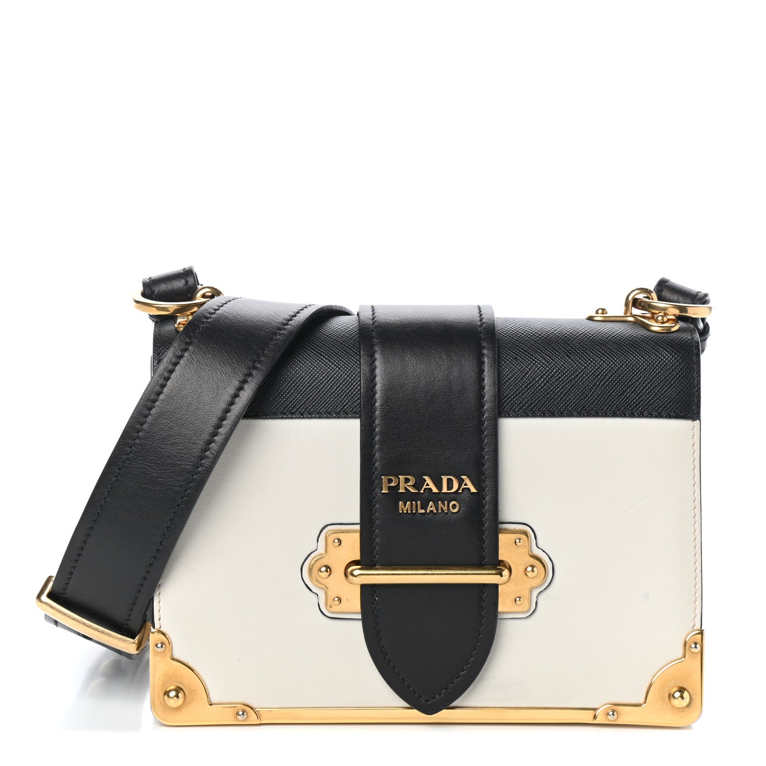 Prada City Calf Saffiano Cahier Bag Talco Black 1 of 9
