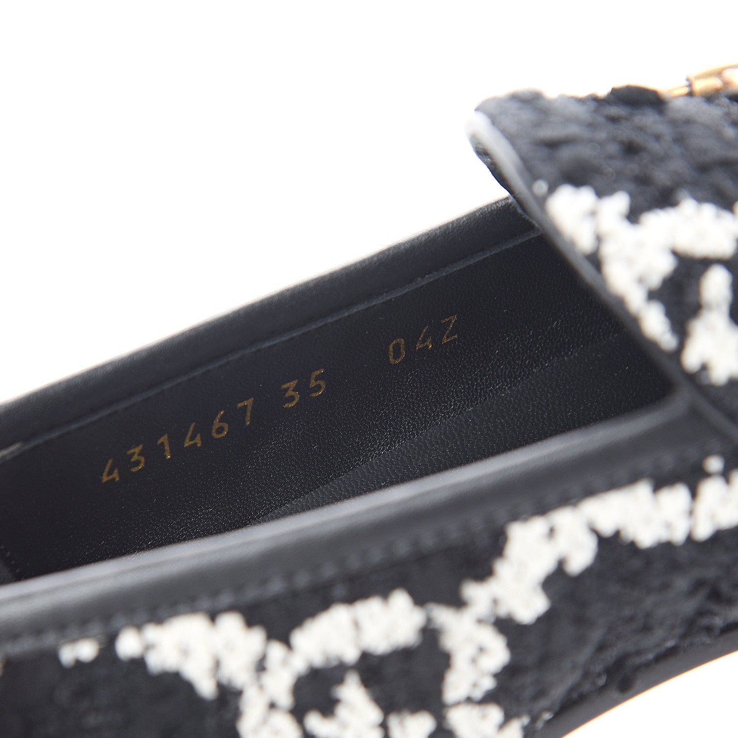 Gucci Tweed GG Monogram Horsebit Womens Jordaan Loafers 35 Black Natural 8 of 9