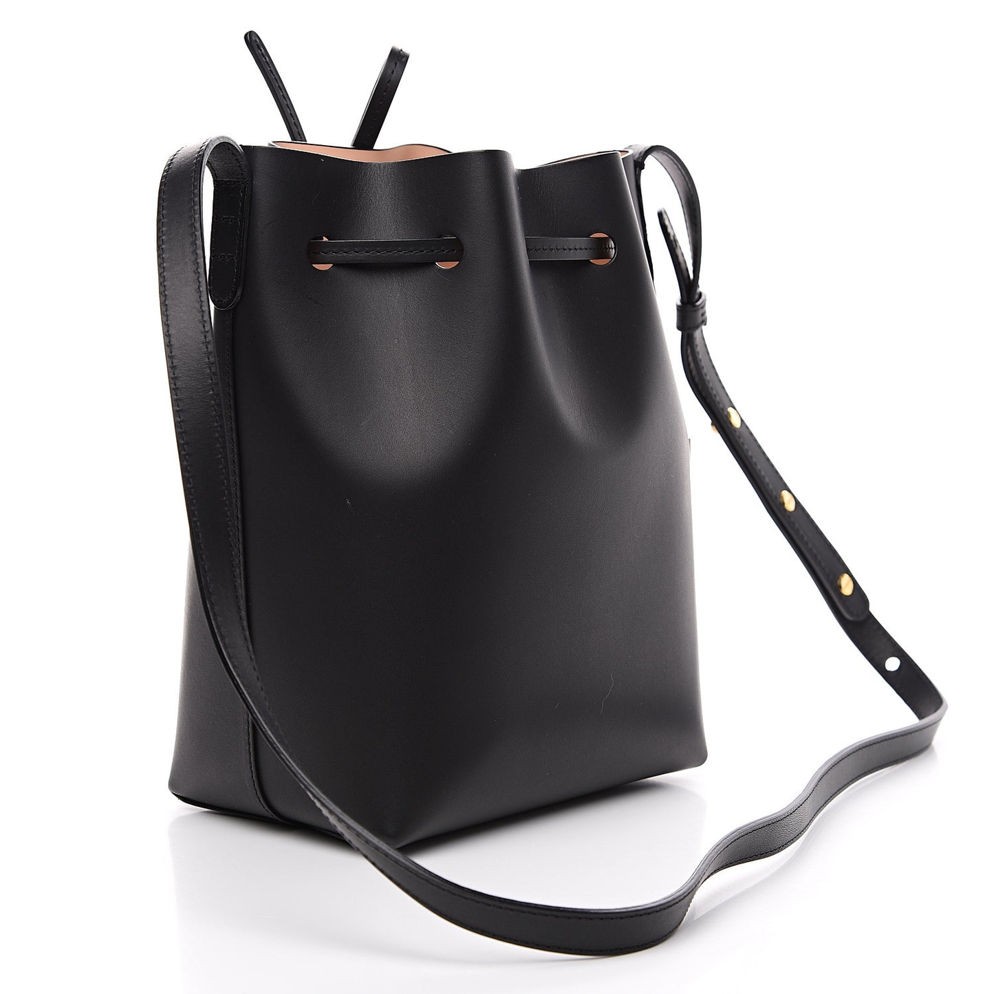 Vegetable Tanned Calfskin Mini Bucket Bag Black Ballerina