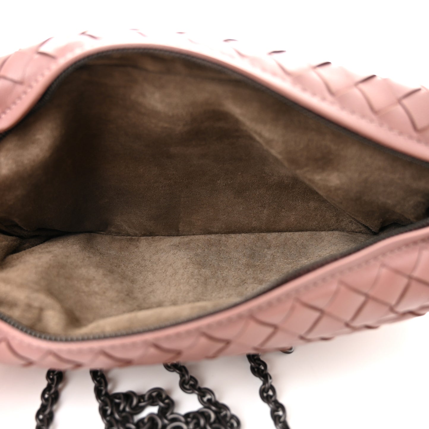 Nappa Intrecciato Small Chain Crossbody Dusty Rose