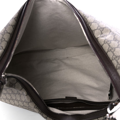 Gucci GG Supreme Monogram Textured Calfskin Web Large Attache Messenger Bag Beige Ebony New Acero 5 of 10