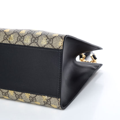 Gucci GG Supreme Monogram Bees Medium Padlock Tote Beige Oro Black 6 of 9