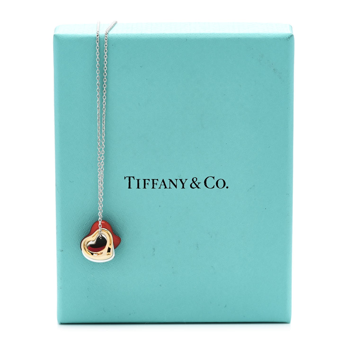 Sterling Silver 18K Yellow Gold Carnelian Elsa Peretti Triple Open Heart Pendant Necklace