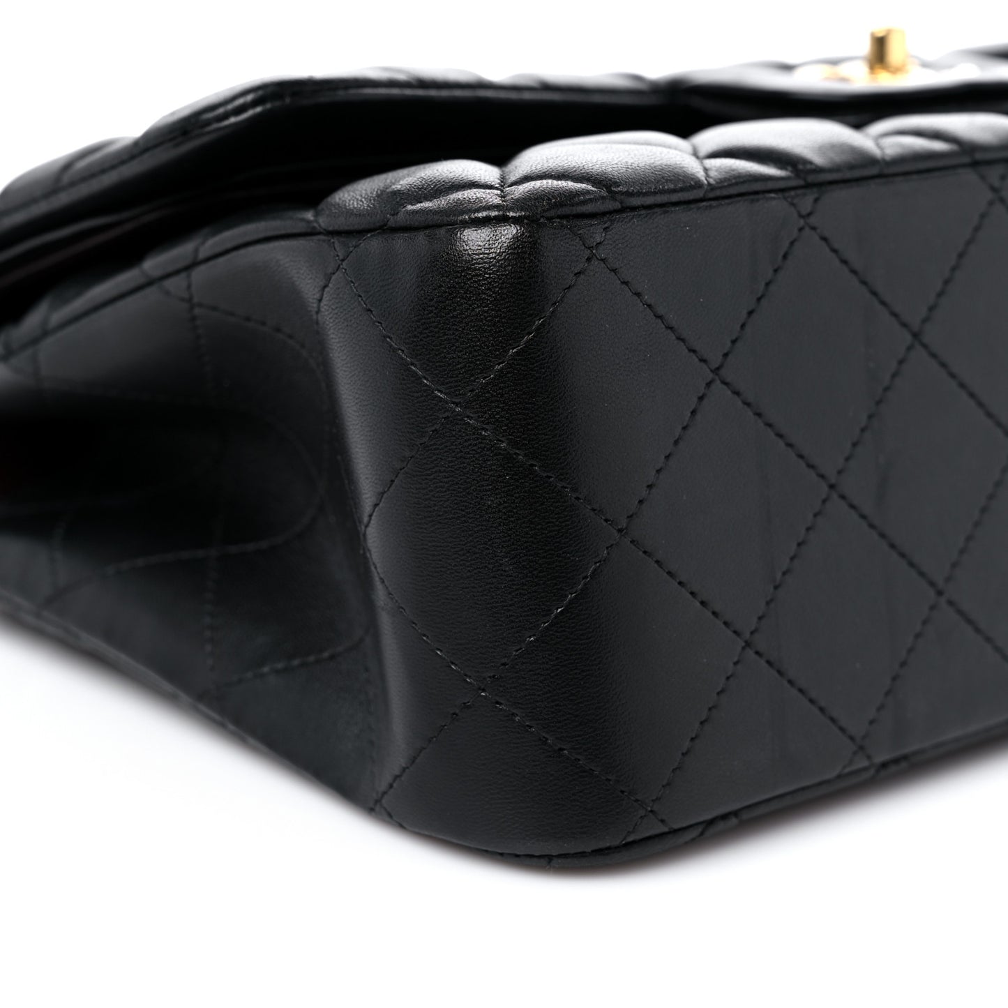 Lambskin Quilted Jumbo Double Flap Black