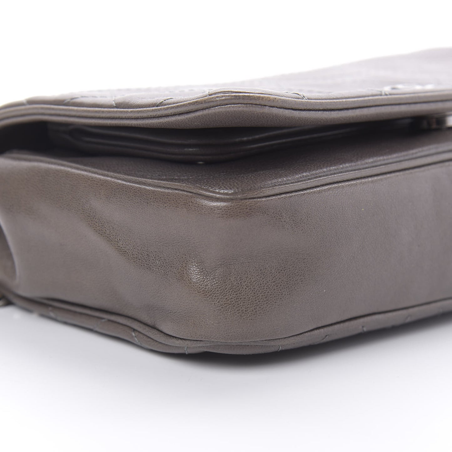 Calfskin Diamond Stitched Flap Grey