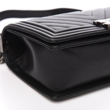 Chanel Caviar Chevron Quilted Medium Boy Flap Black 9 of 11