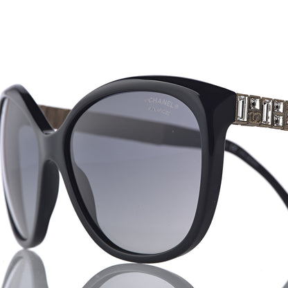 Chanel Crystal Baguette Polarized Cat Eye Sunglasses 5309-B Black 7 of 8